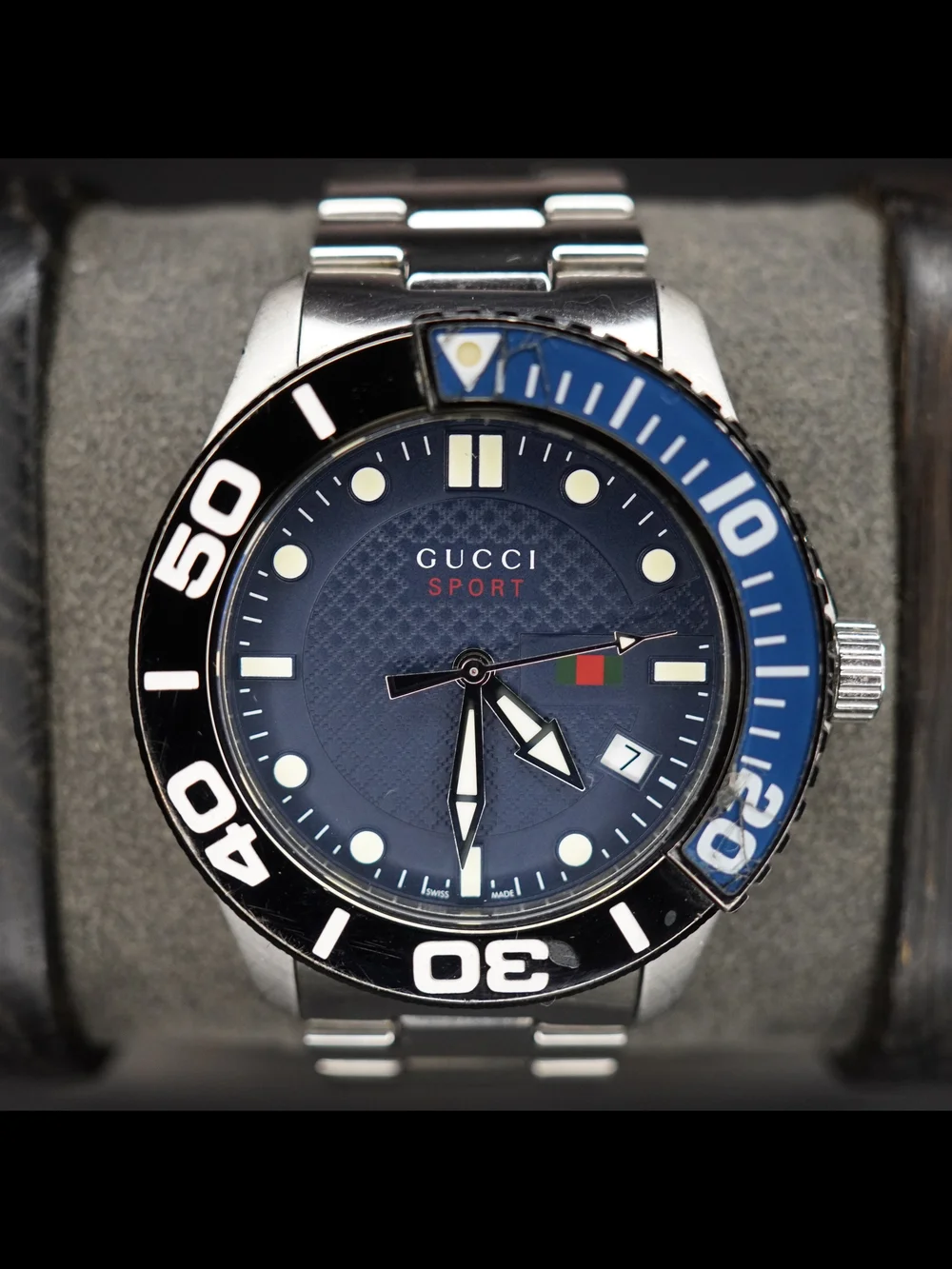 Gucci Men’s 126 G-Timeless Sport Blue Dial Stainless Steel Watch Swiss Made